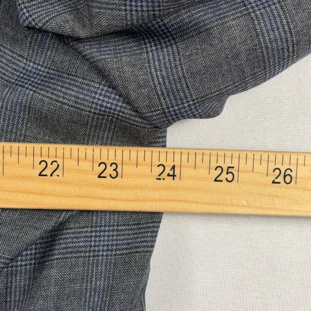 Collection by Michael Strahan Suit Jacket Grey Blue Glen Plaid‎ Wool Blend 46L